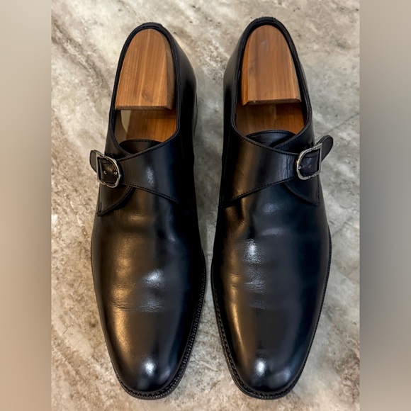 Ermenegildo Zegna Black Leather Monk Strap Dress Shoes 8 / US 9 $1490
